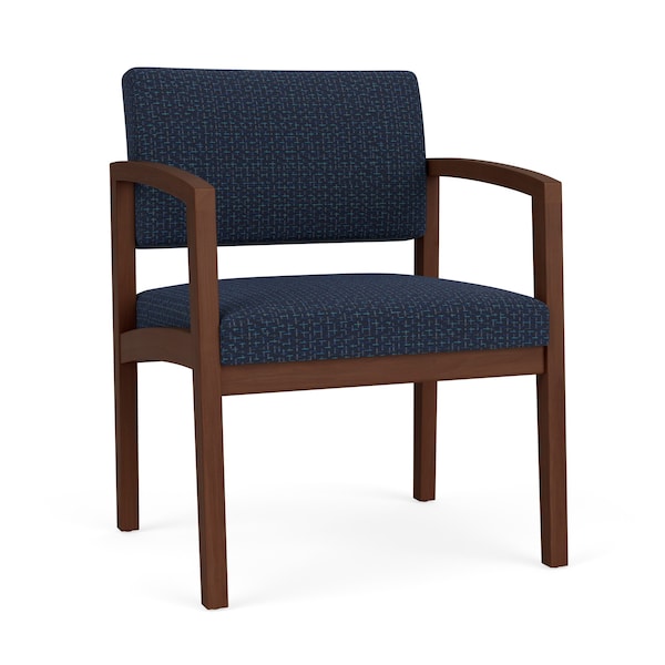 Lesro Lenox Wood Wide Guest Chair Wood Frame, Walnut, RF Blueberry Upholstery LW1201 - main